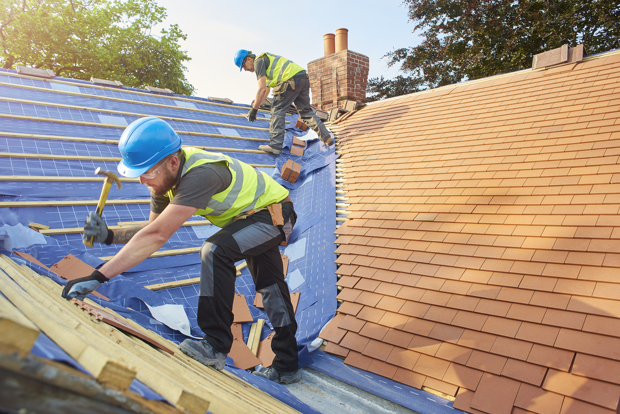 Roofing installation in Bay Shore, NY on a residential home