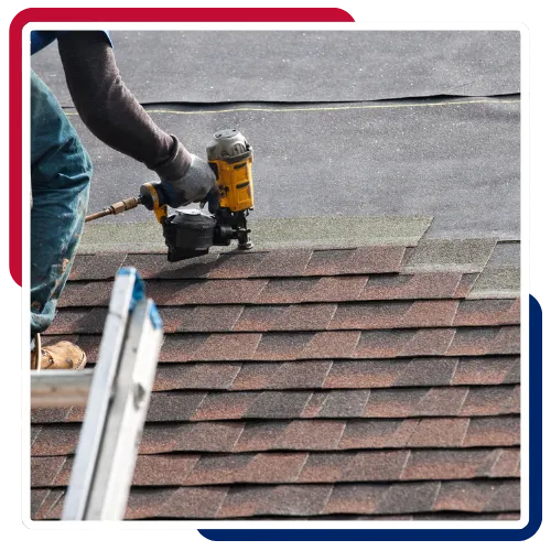 Roofing crew installing 