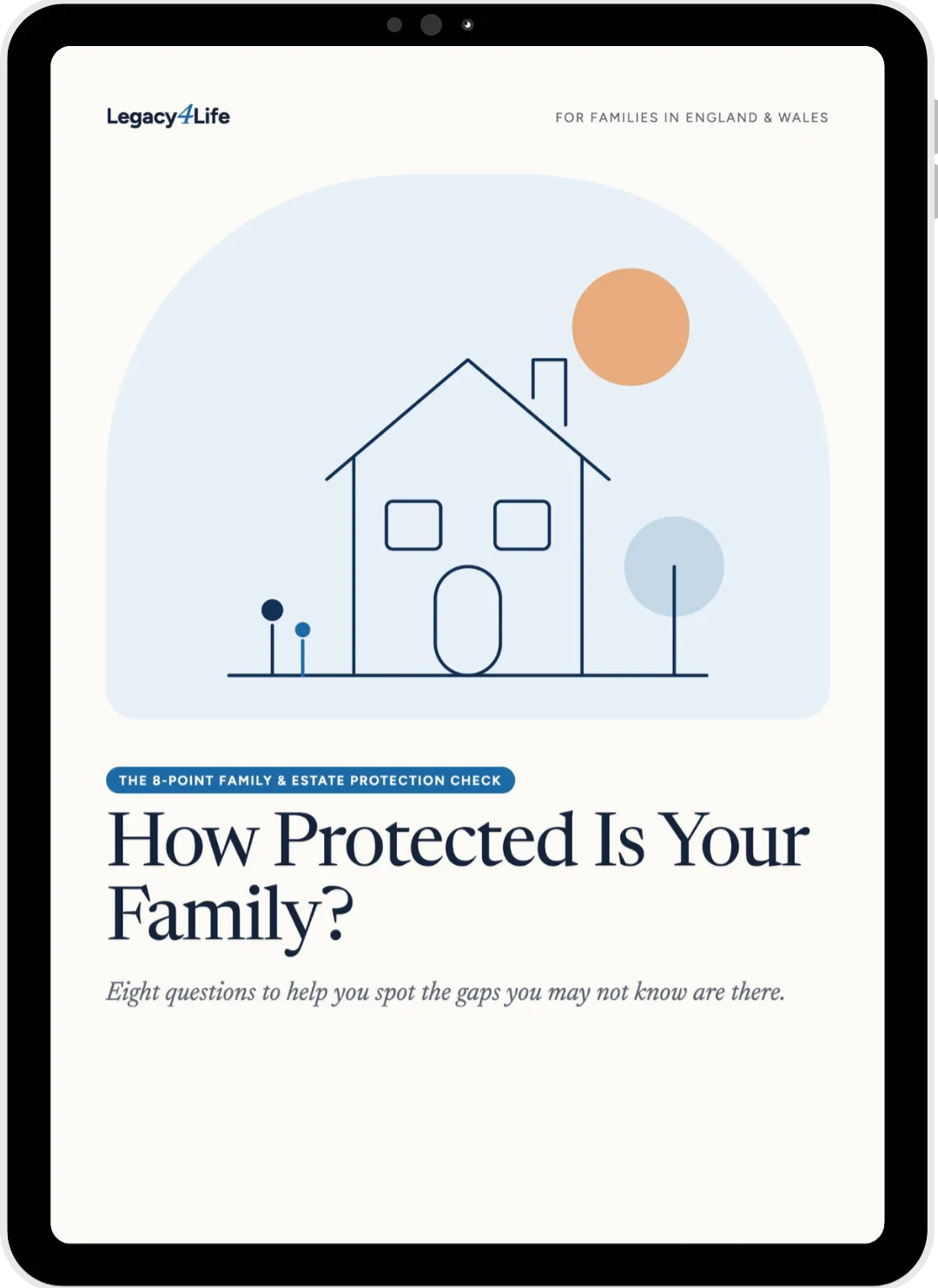 How Protected Is Your Family? 3D Ebook Mockup on Editorial Sand Display