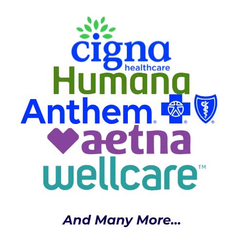 A variety of different well known Insurance carriers names we are contracted with such as Humana, Aetna, Cigna, and more.