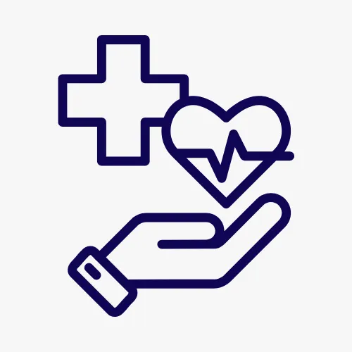 Outstretched hand holding a heart with a plus sign to symbolize the coverage a Medigap supplemental plan can provide with Original Medicare.