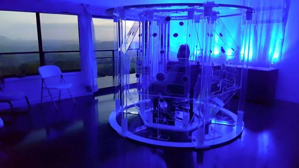 The Light Chamber glowing blue at Golden Pathways to Harmony
