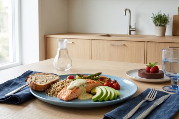 Balanced, nutrient-dense meal supporting metabolic health and wellness after gallbladder removal surgery.