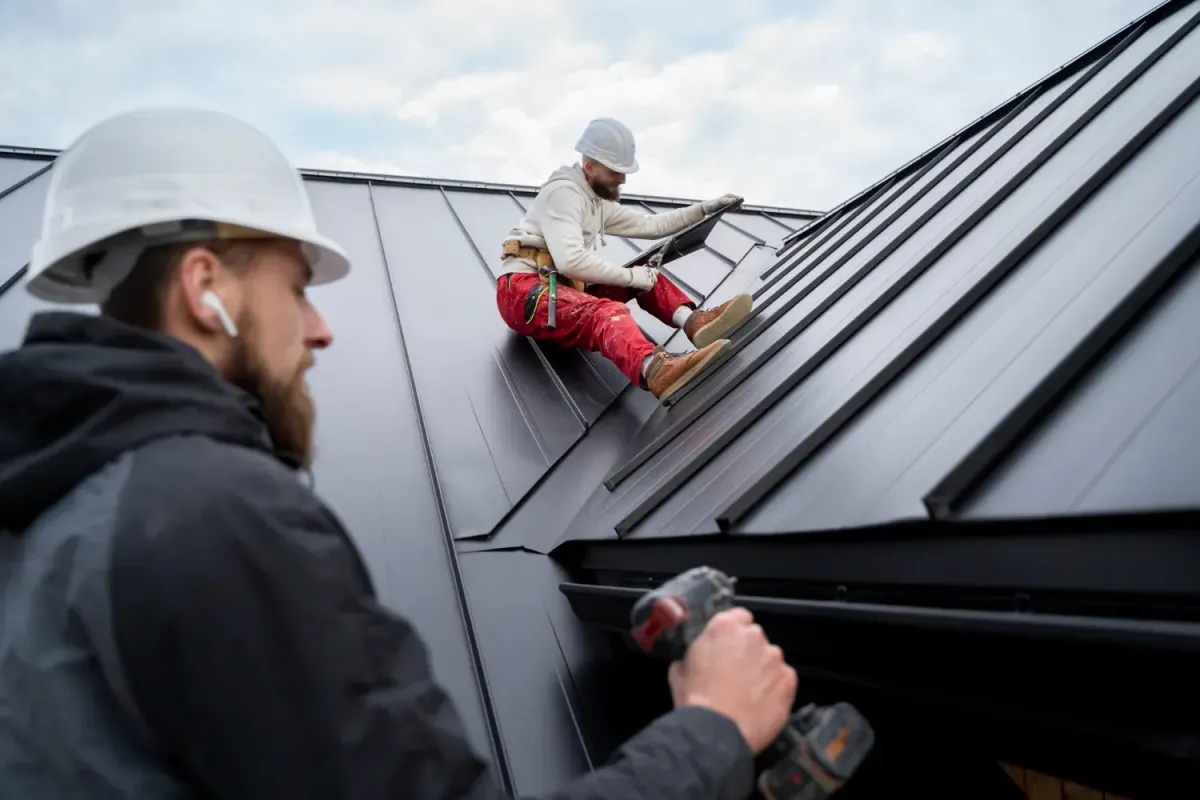roofers working on a lead roof