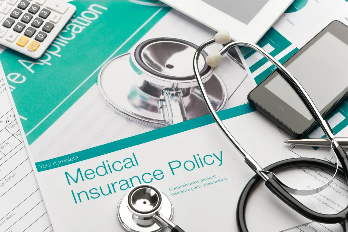 Woman wearing a blue surgical mask