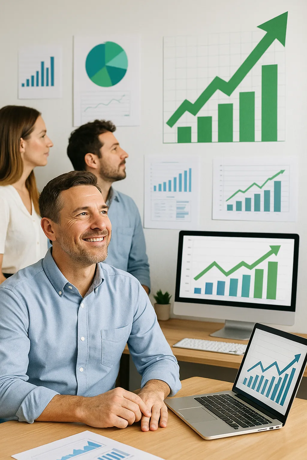 scrabbled letters spelling growth on a wooden surface
