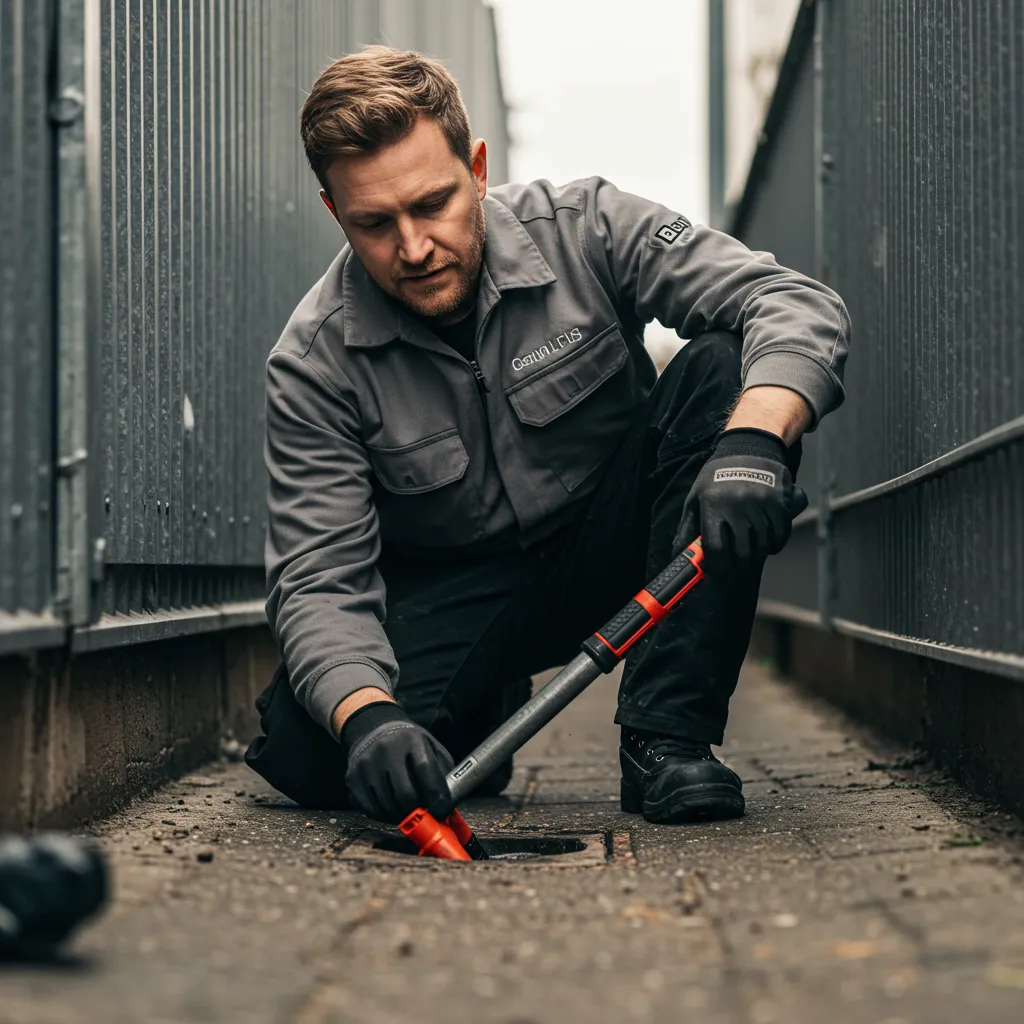 Engineer unblocking an outdoor drain in Glasgow