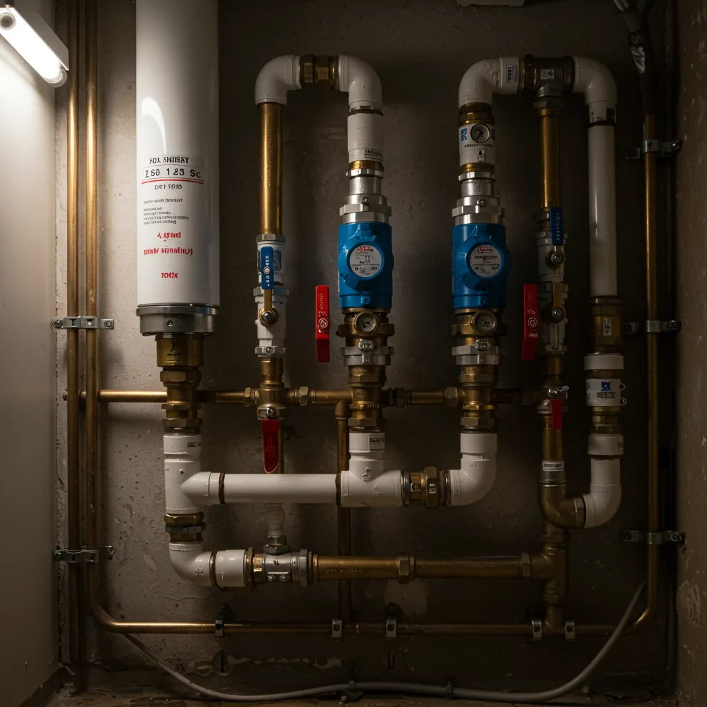 Hot and cold water pipe manifold installation in a Glasgow property