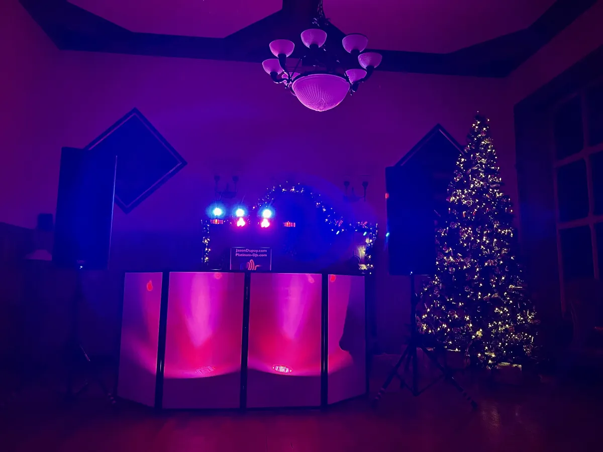 Christmas Party DJ Event set up for 100 Guests- Platinum DJs - DJ Jason Dupuy.
