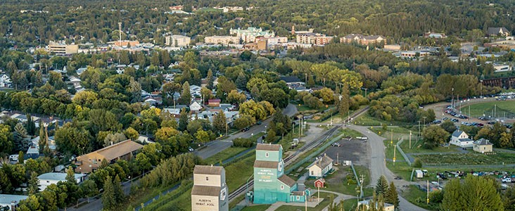 Aerial view of the city of St. Albert in Alberta.
