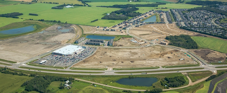 Aeral View of a construction site St. Albert, Edmonton