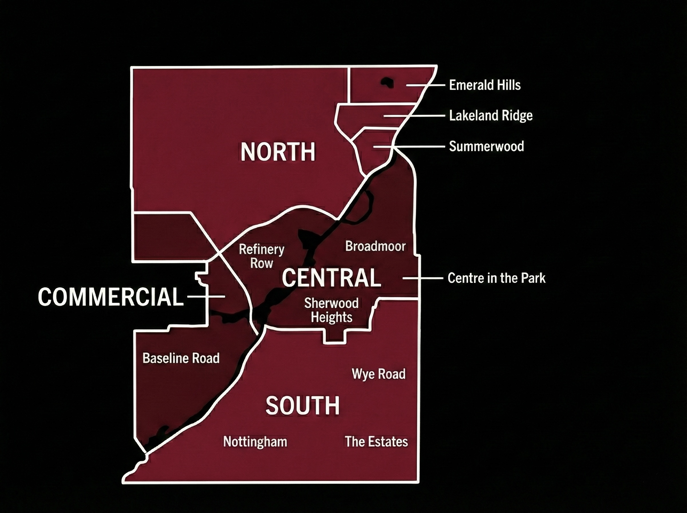 Illustrated Map of Sherwood Park, Alberta 