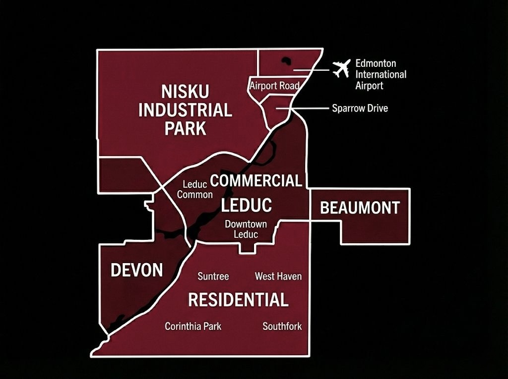 Illustrated Map of Leduc, Alberta 