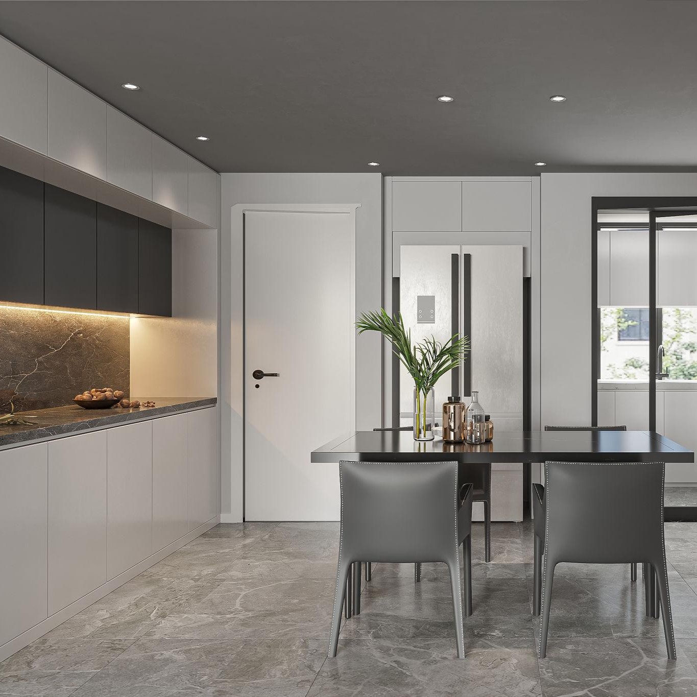 Modernizing existing cabinetry with sleek dark and light finishes without the cost of full replacements.