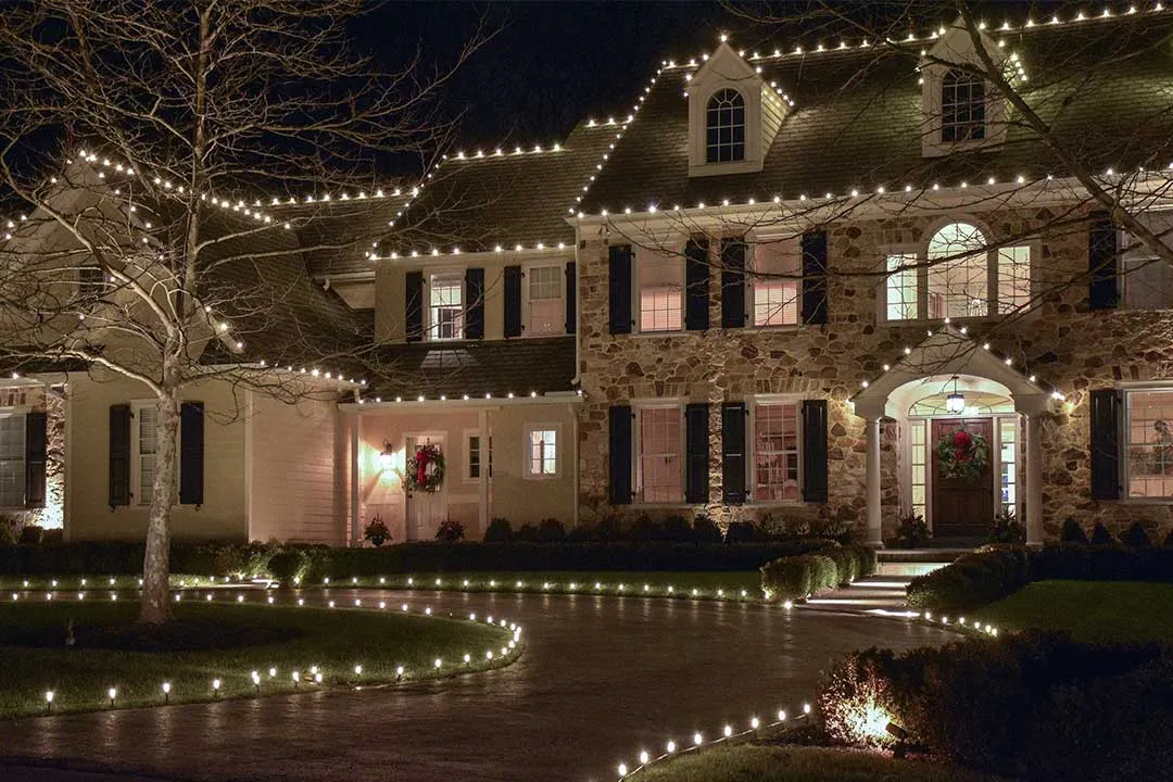 a bunch of lights hanging from a ceiling