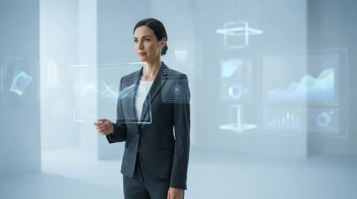 Camera display showing video recording of a speaker – behind-the-scenes of branded video production