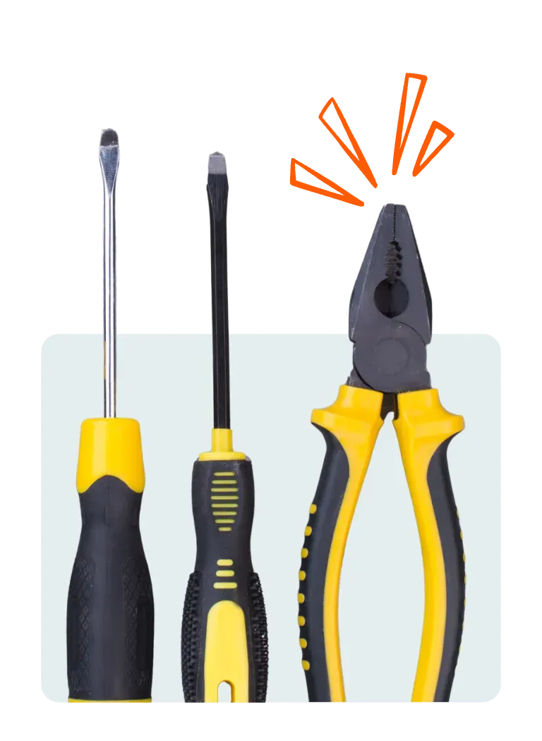 An image of black and yellow tools