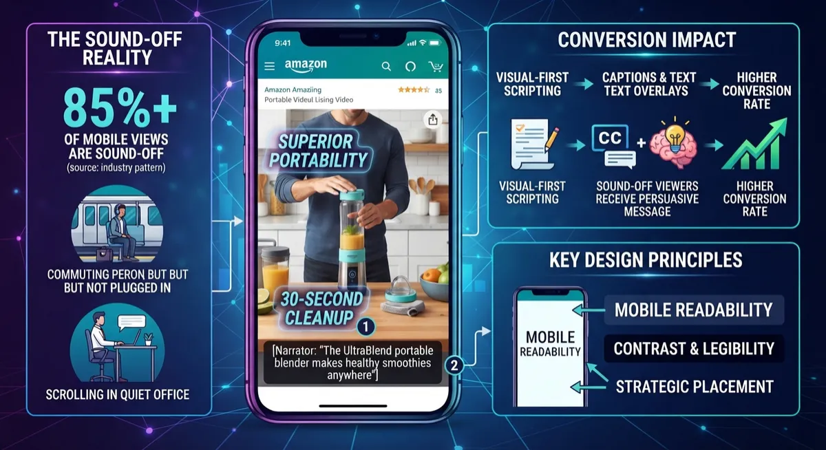 Amazon video captions and text overlays — how to optimize listing video for sound-off viewing — MyBrand Videos