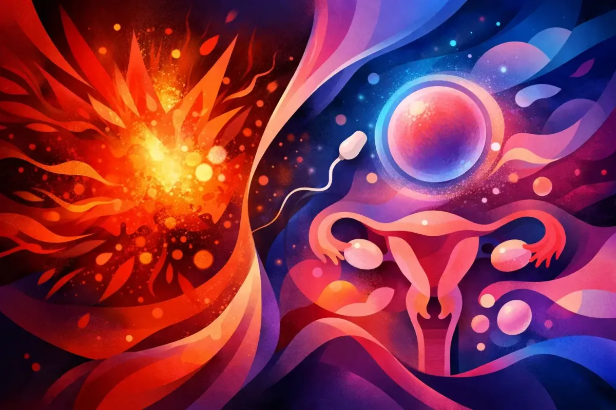 Abstract image of flames disturbing the gametes from fusing and implanting in a uterus