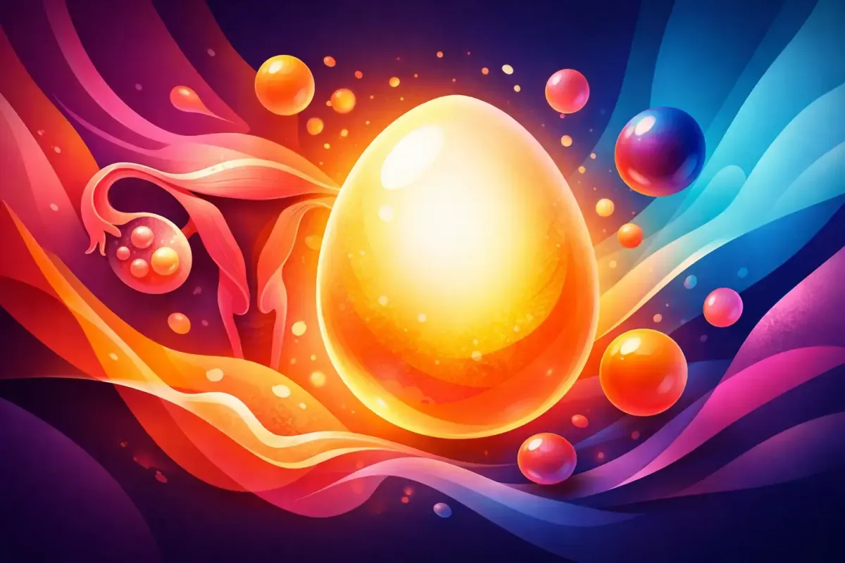 Abstract image of the oocyte glowing in nutrient rich blood flow.