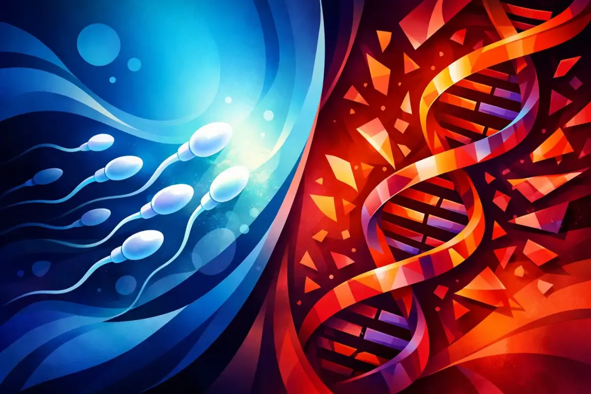 Abstract image of sperm racing to an egg.