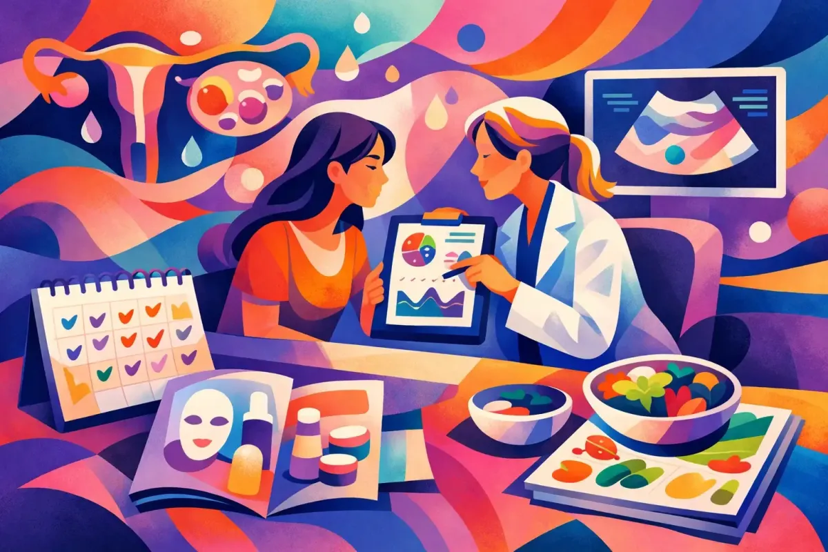 Abstract image of a woman seeking holistic medical advice for her PCOS and gynecological health.