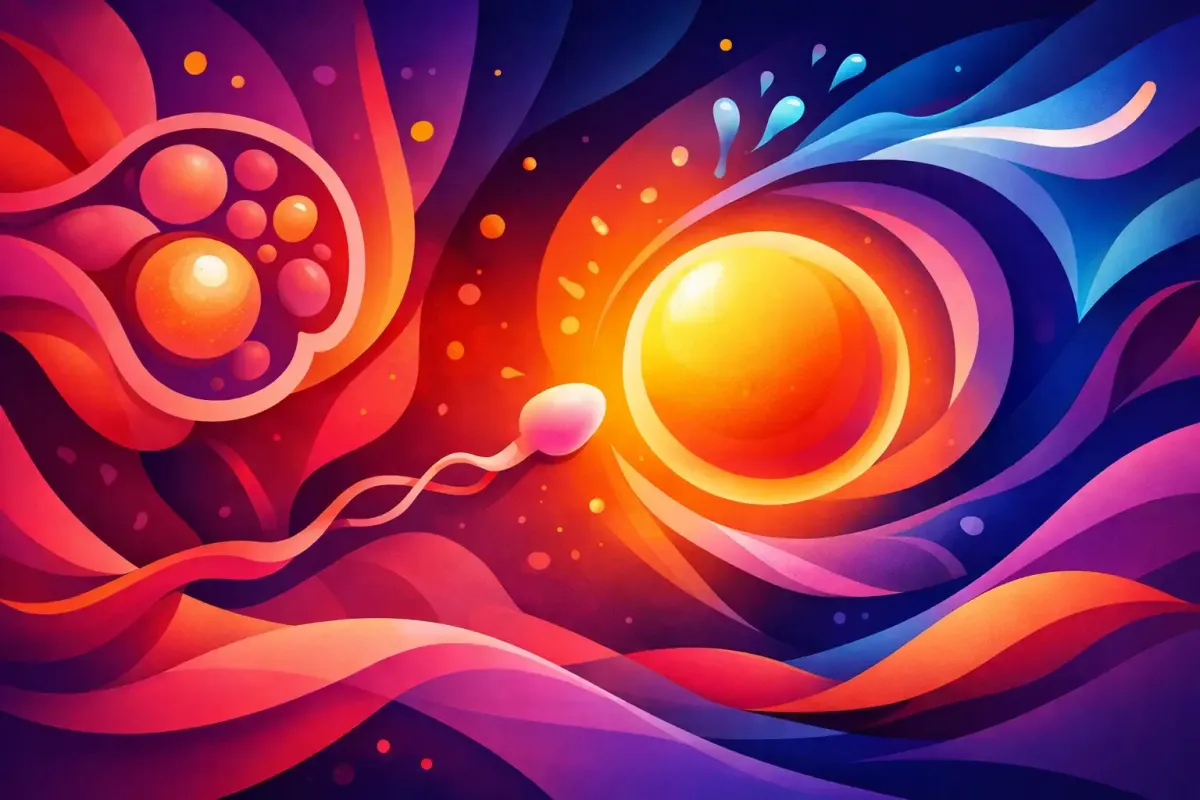 Abstract image of an egg glowing within a dominant follicle.