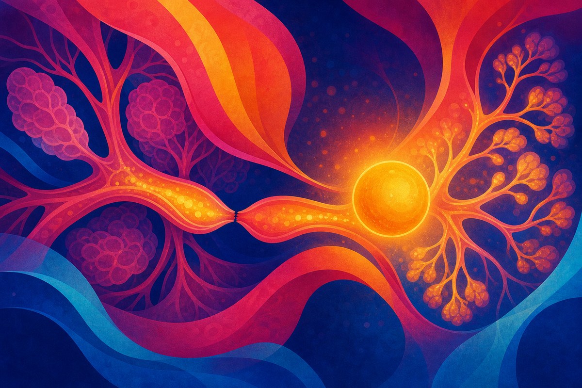 Abstract illustration of seminal vesicle ducts with fluid blocked before reaching the flow