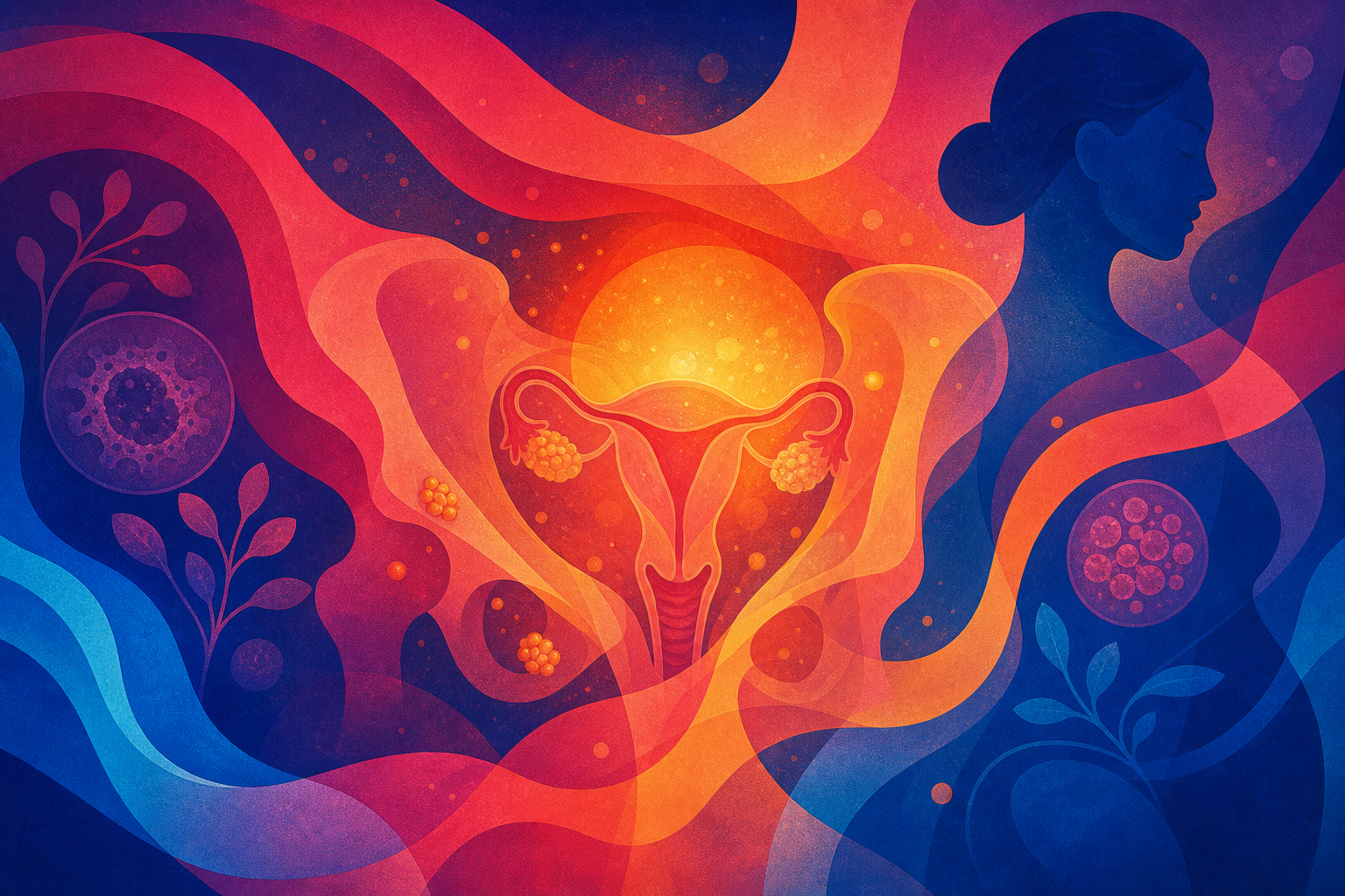 Abstract image of pelvic anatomy representing endometriosis found without pain