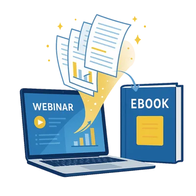 image depicting a review of webinar content being turned into an e