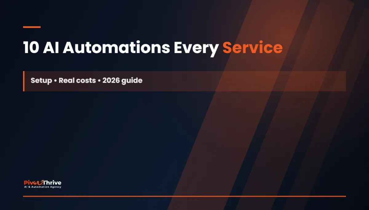 10 essential AI automations for Australian service businesses shown as a connected workflow - Pivot2Thrive