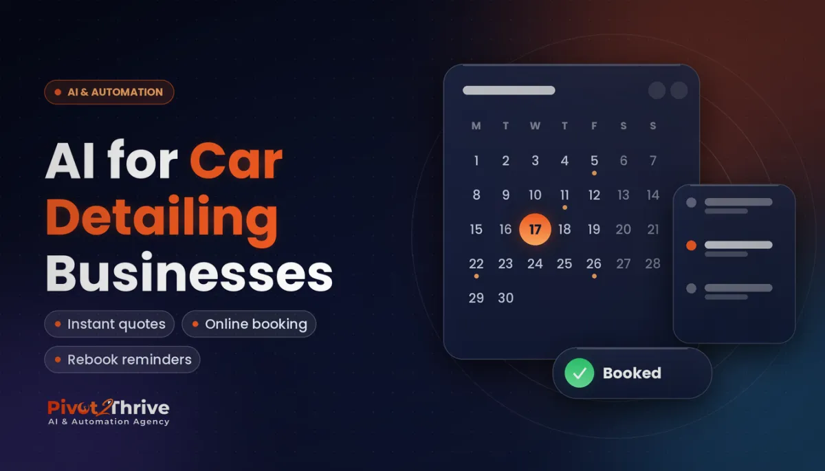 AI for car detailing businesses in Australia cover showing an online booking calendar with a confirmed detail