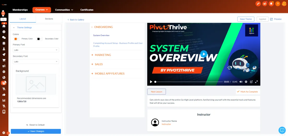 System overview page key metrics and features of the website for user navigation and insights.