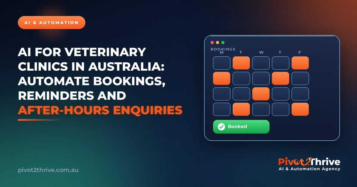 AI for Veterinary Clinics in Australia: Automate Bookings, Reminders and After-Hours Enquiries | Pivot2Thrive