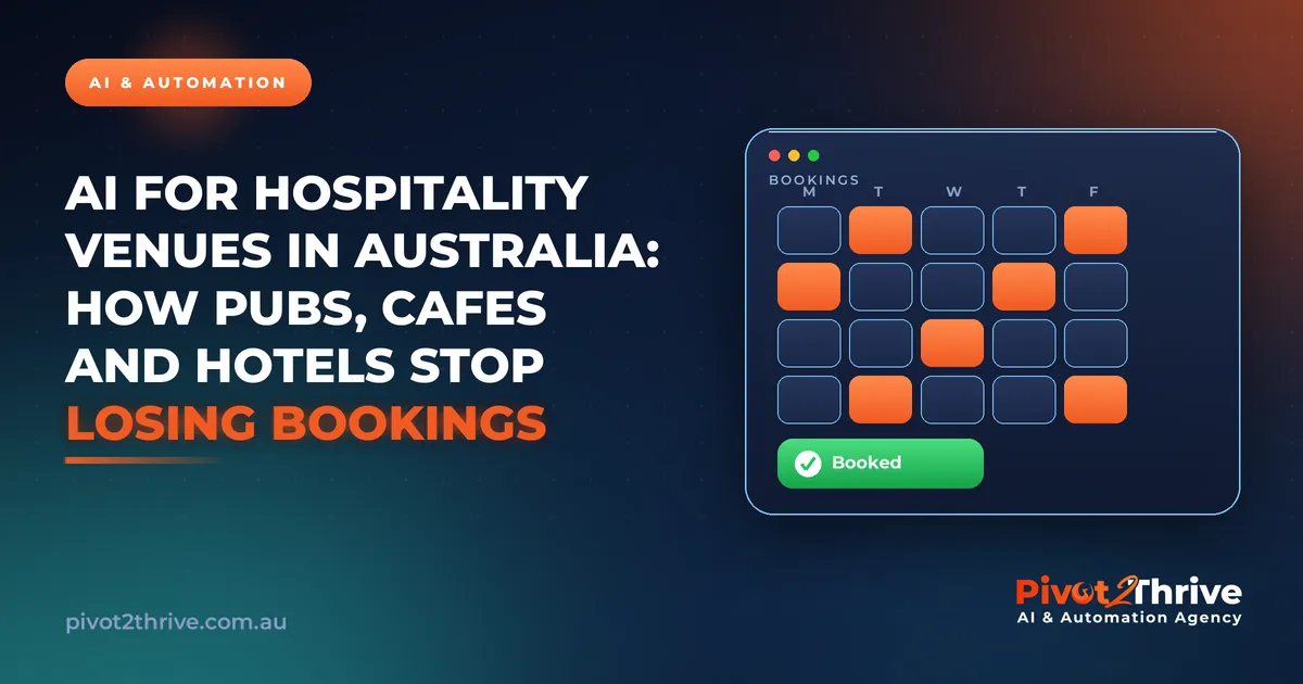 AI for Hospitality Venues in Australia: How Pubs, Cafes and Hotels Stop Losing Bookings | Pivot2Thrive