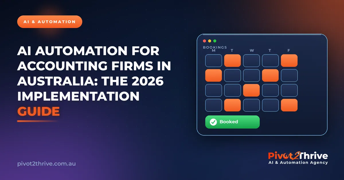 AI automation for accounting firms in Australia — branded hero with booked calendar dashboard mockup