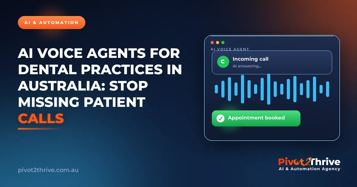AI voice agents for dental practices in Australia — branded hero with AI call answering and appointment booking mockup