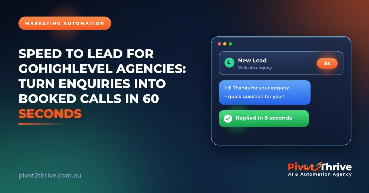 Speed to Lead for GoHighLevel Agencies: Turn Enquiries into Booked Calls in 60 Seconds