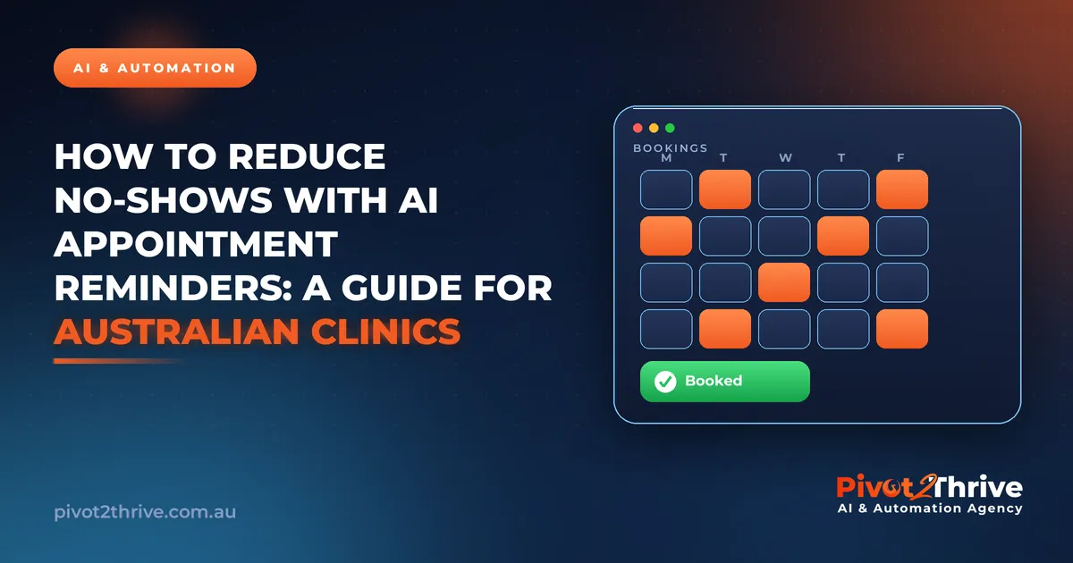 AI appointment reminders booking calendar showing confirmed appointments for an Australian clinic reducing no-shows