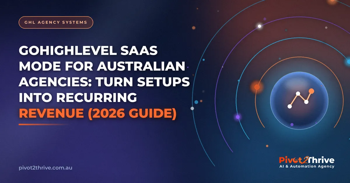 GoHighLevel SaaS mode dashboard showing recurring revenue tiers for an Australian AI agency
