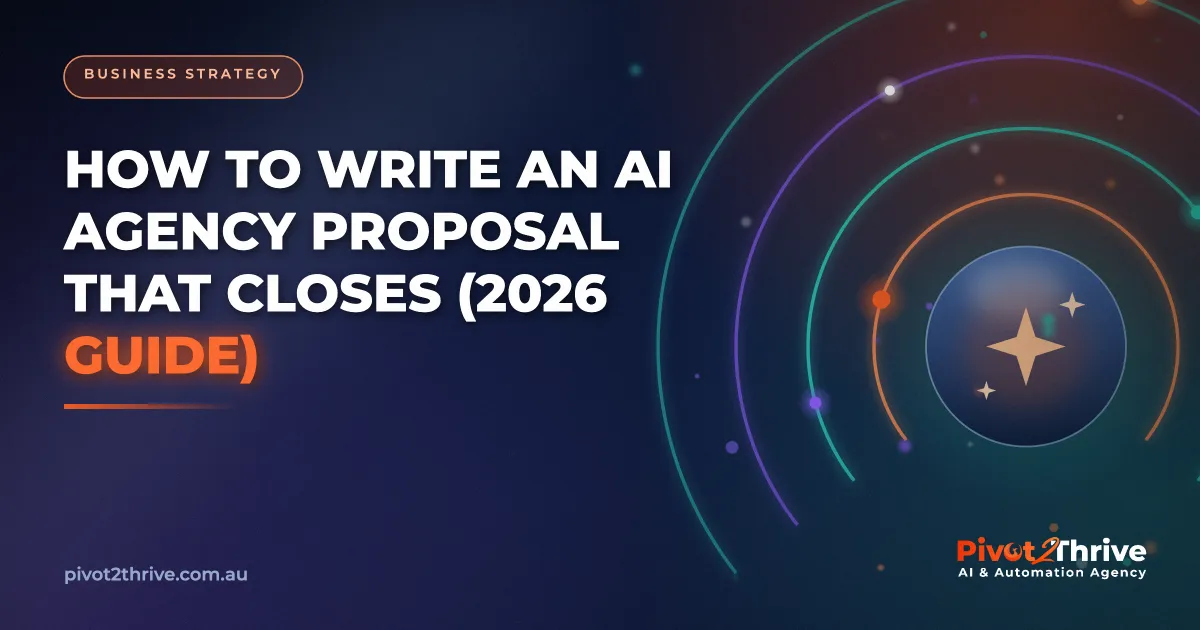 Australian AI agency proposal document showing scope, tiered pricing and e-signature on a laptop screen