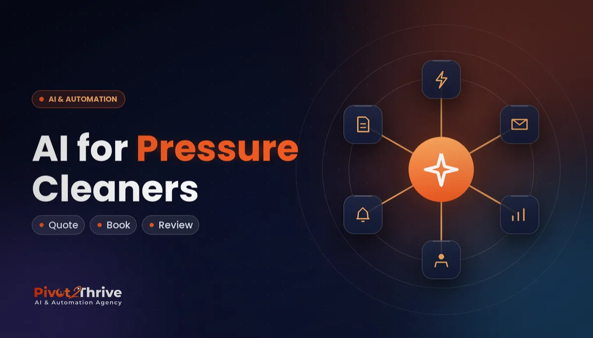 AI for pressure cleaning businesses in Australia cover showing quote, book and review automation