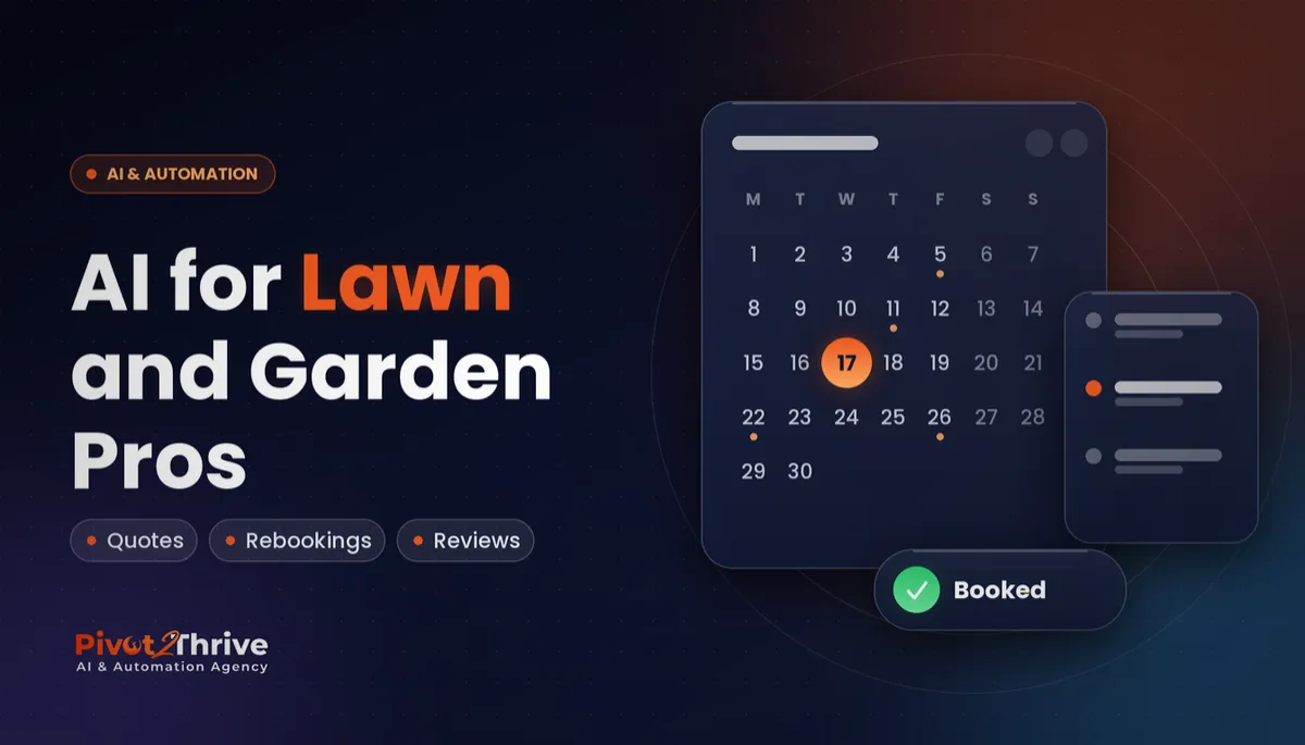 AI for lawn mowing and gardening businesses in Australia cover showing a booking calendar with a booked job