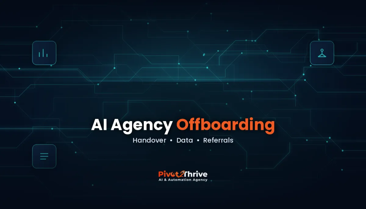 AI agency client offboarding guide cover showing handover, data and referrals
