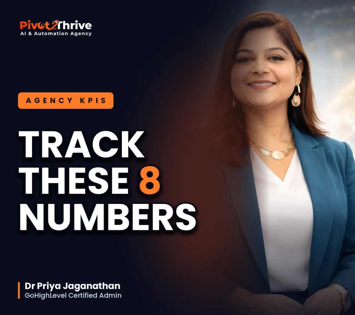 AI agency KPIs: Dr Priya Jaganathan with the 8 numbers to track every week