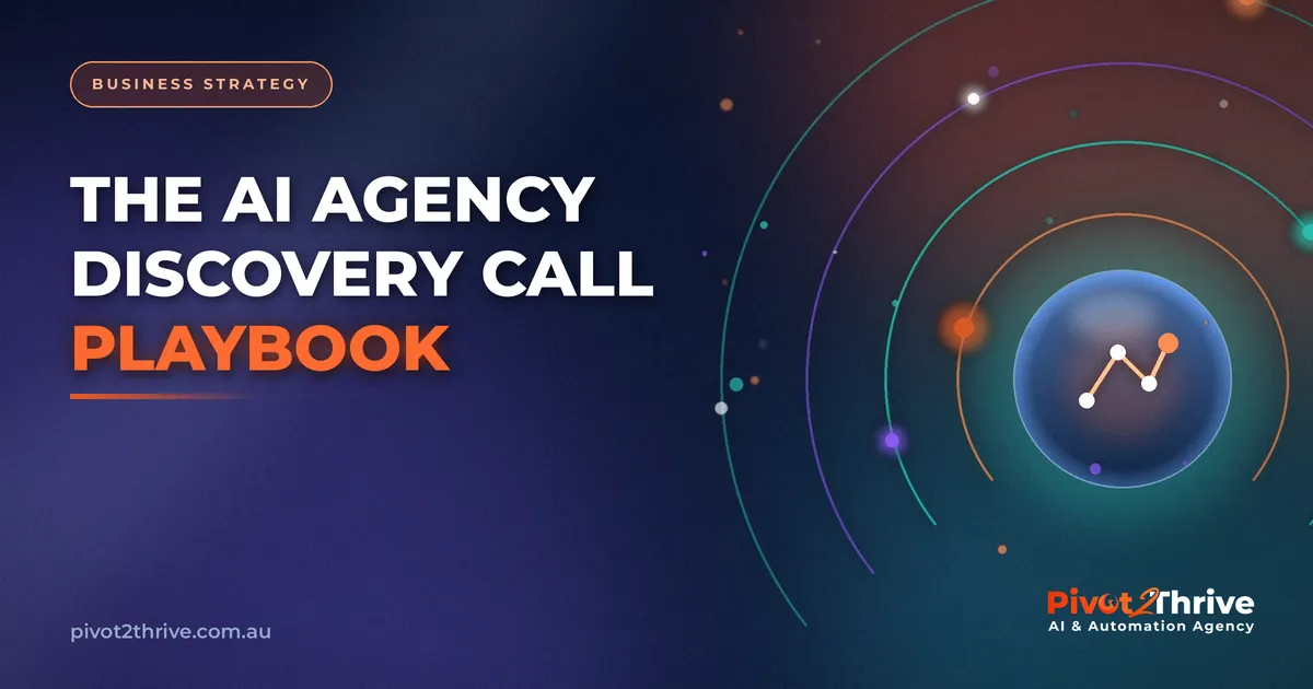 AI agency discovery call playbook — branded guide cover with sales pipeline illustration