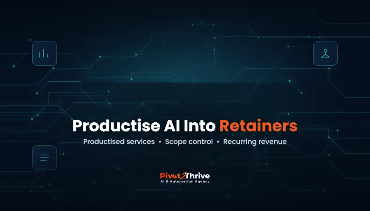 Productise AI services into monthly retainers for an Australian AI agency