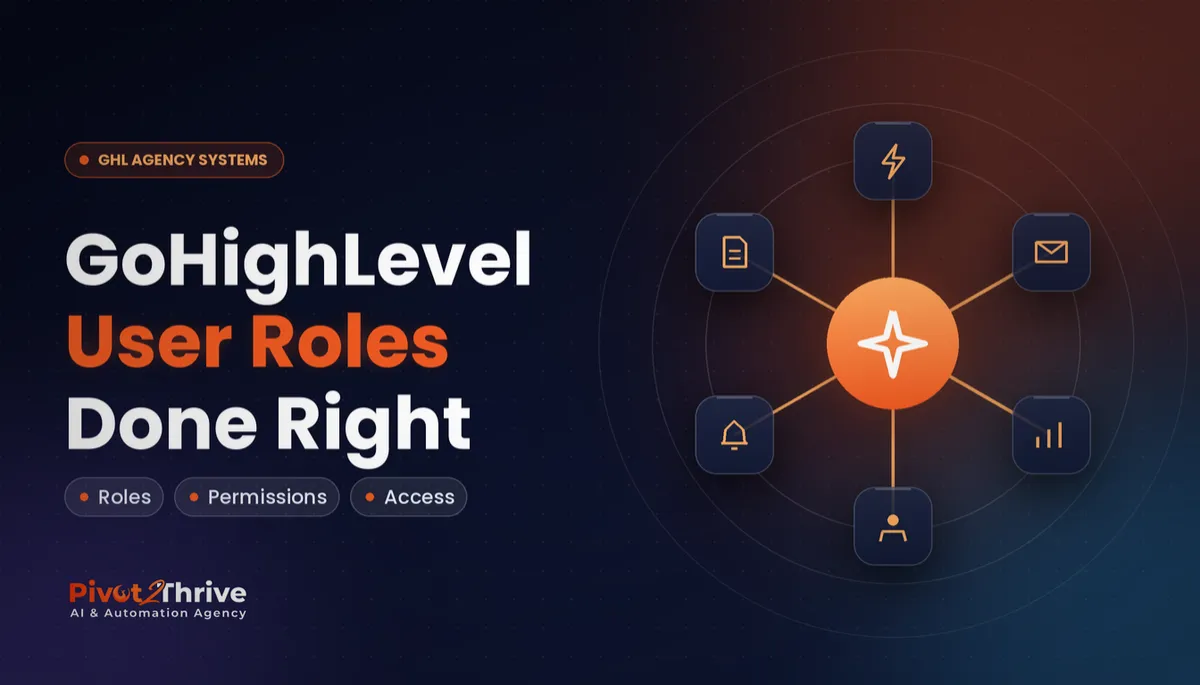 GoHighLevel user roles and permissions guide cover showing access levels for staff
