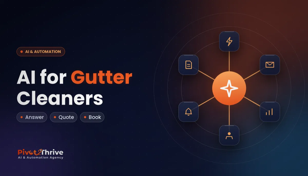 AI for gutter cleaning businesses in Australia cover showing an AI receptionist that answers, quotes and books