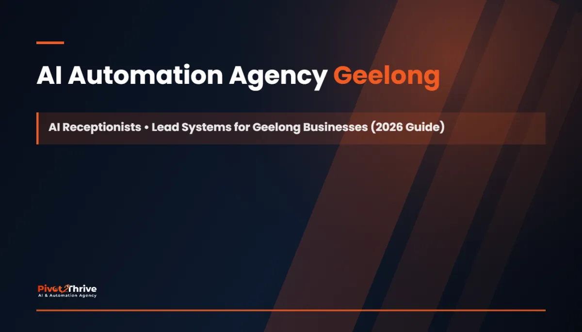 AI automation agency Geelong dashboard showing missed-call text back and AI receptionist bookings for a local service business